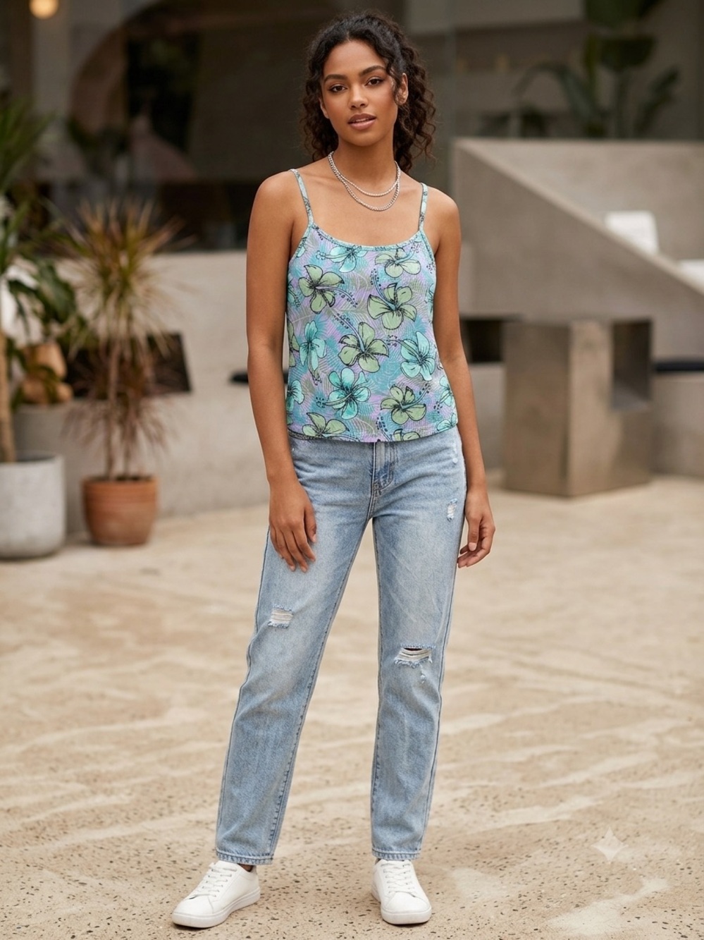 Hawaiian Hibiscus Cami Tank Top